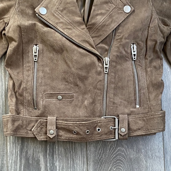 Blank NYC - Taupe Suede Leather Biker Jacket - Size XS - Picture 4 of 14